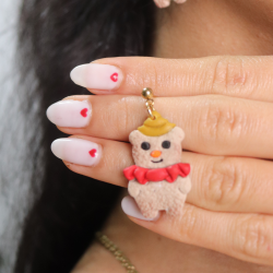 Polimer Kil Sallantılı  Sevimli Ayıcık Küpe 