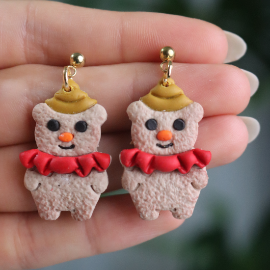 Polimer Kil Sallantılı  Sevimli Ayıcık Küpe 