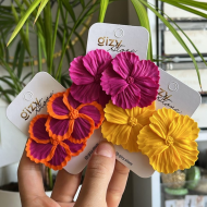 Polimer Kil Renkli Hibiscus Üçlü Küpe Seti