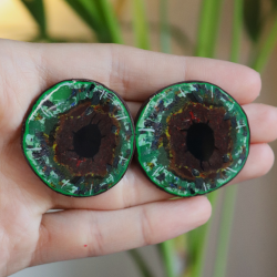 Polimer Kil Yeşil Retina Göz Küpe, Büyük Yuvarlak Kahverengi Göz Küpe 
