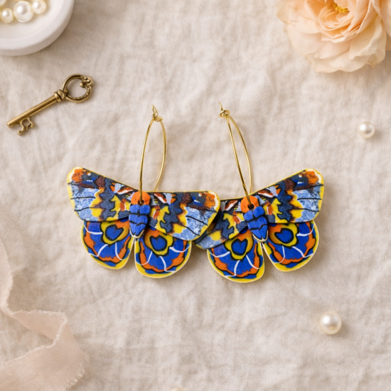 Polimer Kil Kelebek Küpe, Nocta Kelebek Halkalı Model