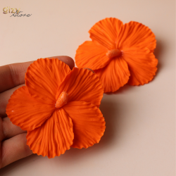 Polimer Kil Turuncu Hibiscus Küpe  Çiçek Küpe