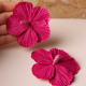 Polimer Kil Pembe Hibiskus Çiçek Küpe, Hibiscus Polimer Kil Pembe Hibiskus Çiçek Küpe, Hibiscus