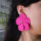 Polimer Kil Pembe Hibiskus Çiçek Küpe, Hibiscus Polimer Kil Pembe Hibiskus Çiçek Küpe, Hibiscus