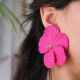 Polimer Kil Pembe Hibiskus Çiçek Küpe, Hibiscus Polimer Kil Pembe Hibiskus Çiçek Küpe, Hibiscus