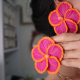 Polimer Kil İki Renkli Turuncu Pembe Hibiscus Çiçek Küpe Büyük Küpe Polimer Kil İki Renkli Turuncu Pembe Hibiscus Çiçek Küpe Büyük Küpe
