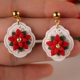 Özel Tasarım Polimer Kil Poinsettia Kırmızı Beyaz Yeni Yıl Küpe Özel Tasarım Polimer Kil Poinsettia Kırmızı Beyaz Yeni Yıl Küpe