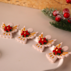 Polimer Kil Poinsettia Melek Küpe