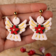 Polimer Kil Poinsettia Melek Küpe Polimer Kil Poinsettia Melek Küpe
