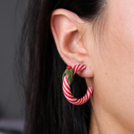 Polimer Kil Noel Yeni Yıl Candy Hoops Halk küpe Kokina Detaylı