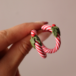 Polimer Kil Noel Yeni Yıl Candy Hoops Halk küpe Kokina Detaylı