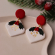 Kadın Tasarım Polimer Kil Noel Yeni Yıl Kokinalı Kırmızı Beyaz Basic Küpe Kadın Tasarım Polimer Kil Noel Yeni Yıl Kokinalı Kırmızı Beyaz Basic Küpe