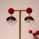 Kadın Tasarım Polimer Kil Noel Yeni Yıl Kokinalı Kırmızı Beyaz Basic Küpe Kadın Tasarım Polimer Kil Noel Yeni Yıl Kokinalı Kırmızı Beyaz Basic Küpe