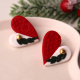 Kadın Polimer Kil Noel Yeni Yıl Kırmızı Beyaz Kokinalı Kalp Küpe Kadın Polimer Kil Noel Yeni Yıl Kırmızı Beyaz Kokinalı Kalp Küpe