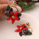 Tasarım Polimer Kil Poinsettia Kozalak Detay Gold Halkalı Noel Yeni Yıl Kadın Küpe Tasarım Polimer Kil Poinsettia Kozalak Detay Gold Halkalı Noel Yeni Yıl Kadın Küpe