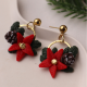 Tasarım Polimer Kil Poinsettia Kozalak Detay Gold Halkalı Noel Yeni Yıl Kadın Küpe Tasarım Polimer Kil Poinsettia Kozalak Detay Gold Halkalı Noel Yeni Yıl Kadın Küpe