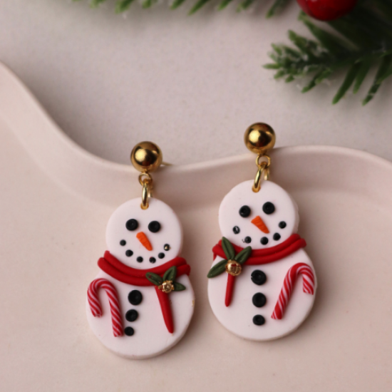 Polimer Kil Noel Yeni Yıl Kardan Adam Snowman Küpe Polimer Kil Noel Yeni Yıl Kardan Adam Snowman Küpe