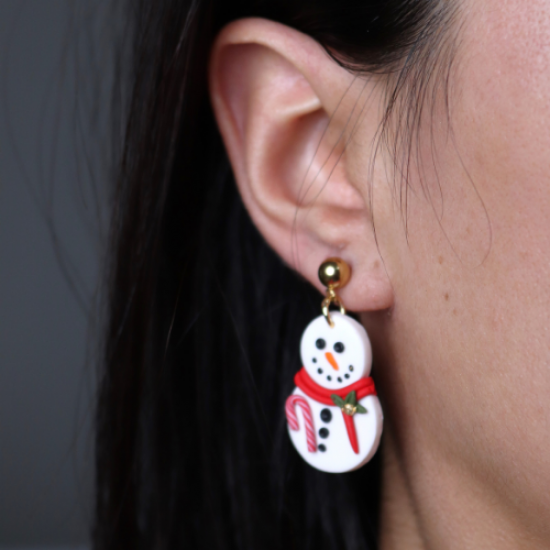 Polimer Kil Noel Yeni Yıl Kardan Adam Snowman Küpe Polimer Kil Noel Yeni Yıl Kardan Adam Snowman Küpe