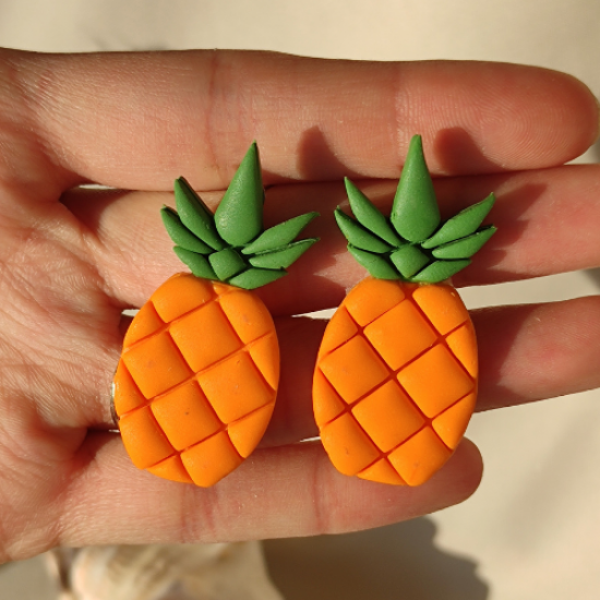 Polimer Kil Tasarım Kadın Ananas Küpe Polimer Kil Tasarım Kadın Ananas Küpe