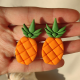 Polimer Kil Tasarım Kadın Ananas Küpe Polimer Kil Tasarım Kadın Ananas Küpe