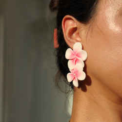  Tasarım İkili Beyaz Pembe Hawaii  Küpe