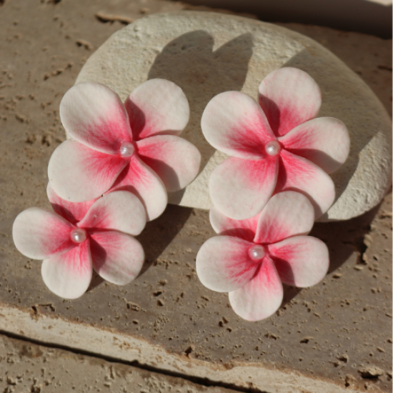  Tasarım İkili Beyaz Pembe Hawaii  Küpe