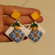 Eşsiz Tasarım Polimer Kil Çini Desen Limonlu  Küpe