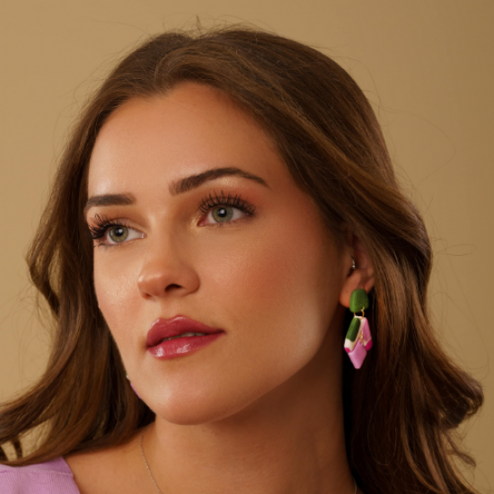 Gizy Store Tasarım Polimer Kil Pembe Yeşil Küpe Gizy Store Tasarım Polimer Kil Pembe Yeşil Küpe