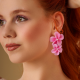 Polimer Kil Tasarım Pembe Hawaii Çiçek Küpe Polimer Kil Tasarım Pembe Hawaii Çiçek Küpe