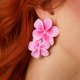 Polimer Kil Tasarım Pembe Hawaii Çiçek Küpe Polimer Kil Tasarım Pembe Hawaii Çiçek Küpe