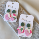 Gizy Store Tasarım Polimer Kil Pembe Yeşil Küpe