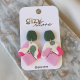 Gizy Store Tasarım Polimer Kil Pembe Yeşil Küpe
