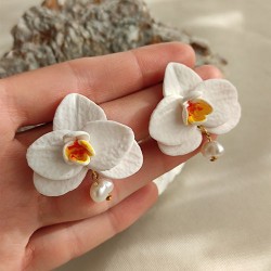 Polimer Kil Tasarım Orkide Küpe